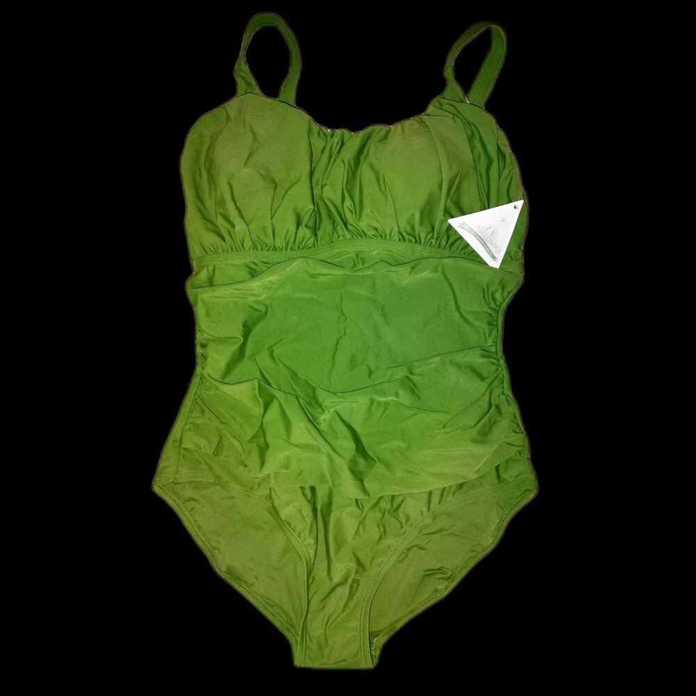 NWT Laphee Rose Tummy Control Size XL One Piece  Green Beach Adjustable Straps